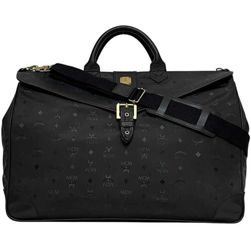 MCM Boston Bag Black Visetos Leather Shoulder Flap Logo Crossbody Sling